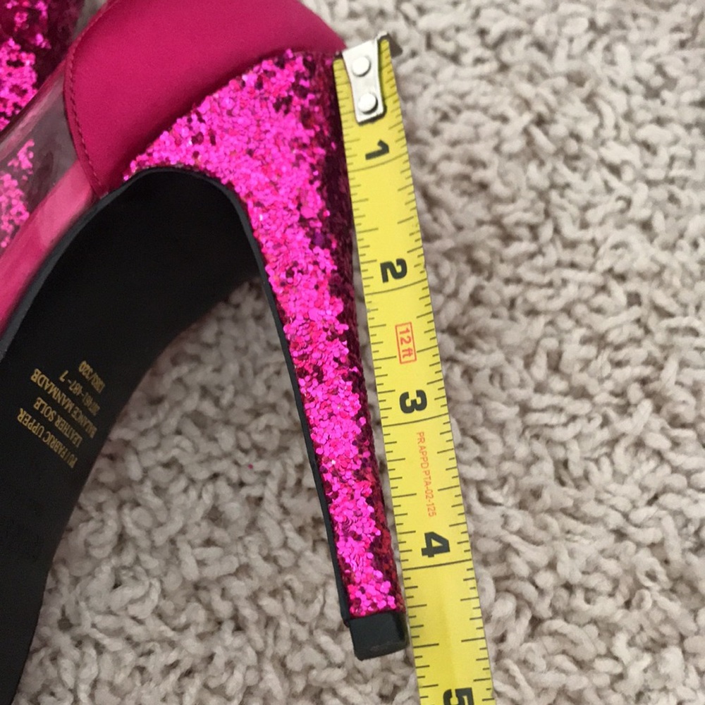 Fuchsia Round Told Glittering Platform Pumps - image 8